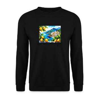 Amalfi, Lemons, Porcelain, Landscape, Lemon - Unisex Sweatshirt - black - Front - Alina (178cm) & Michal (187cm)