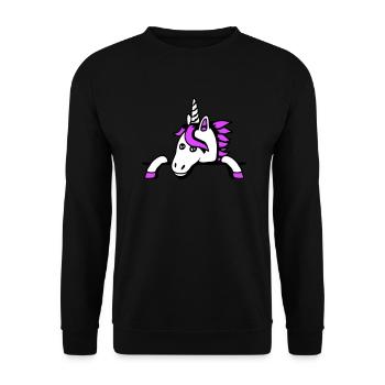 Unicorn Behind Fence Wall Bag Cute Small Painted - Unisex Sweatshirt - black - Front - Alina (178cm) & Michal (187cm)