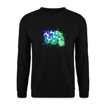 Fußball,Bälle,bunt,Graffiti,Malerei, illustration - Unisex Pullover - Schwarz - Vorne - Alina (178cm) & Michal (187cm)