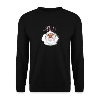 Chien en tasse, toutou, coupe, alpha, rose, roses - Sweat-shirt Unisexe - noir - Devant - Alina (178cm) & Michal (187cm)
