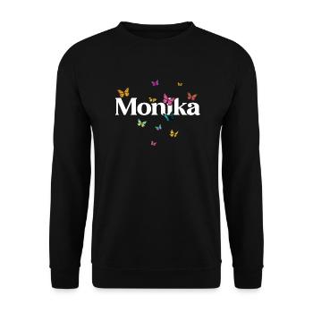 MONIKA - Beau prénom de fille avec des papillons - Sweat-shirt Unisexe - noir - Devant - Alina (178cm) & Michal (187cm)