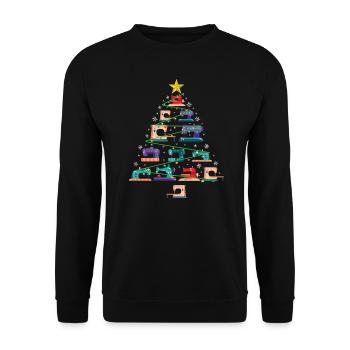 Cadeau de quilter d'arbre de Noël de machine à coudre de Noël - Sweat-shirt Unisexe - noir - Devant - Alina (178cm) & Michal (187cm)