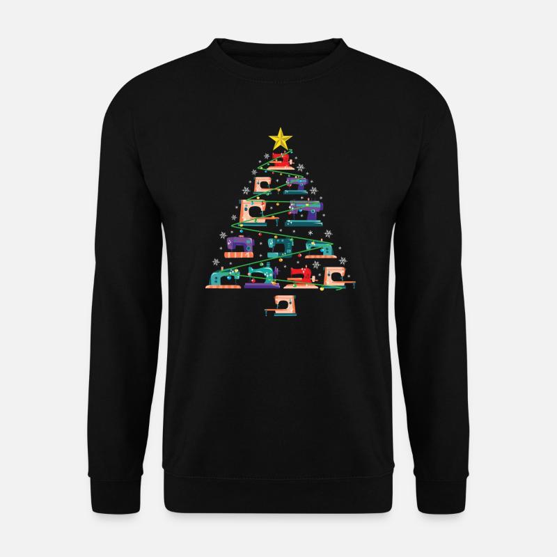 Weihnachtsnähmaschine Weihnachtsbaum Quilter Geschenk - Unisex Pullover - Schwarz