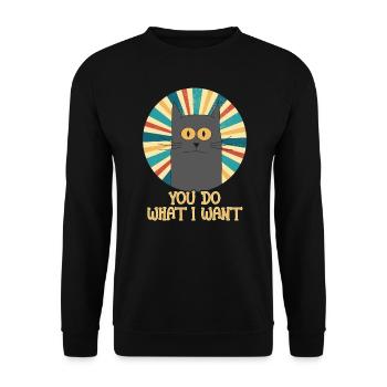 Tu fais ce que je veux, chat gris rétro vintage pour - Sweat-shirt Unisexe - noir - Devant - Alina (178cm) & Michal (187cm)