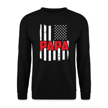 Papa US Vintage Flag Veteran Military Dad Fathers - Unisex Sweatshirt - black - Front - Alina (178cm) & Michal (187cm)