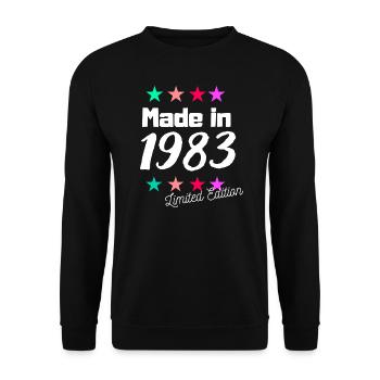 Made in 1983 Limited Edition Jahrgang Geburtstag - Unisex Pullover - Schwarz - Vorne - Alina (178cm) & Michal (187cm)