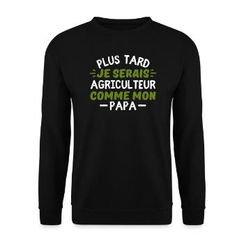 Plus tard je serais agriculteur comme mon papa - Sweat-shirt Unisexe - noir - Devant - Alina (178cm) & Michal (187cm)