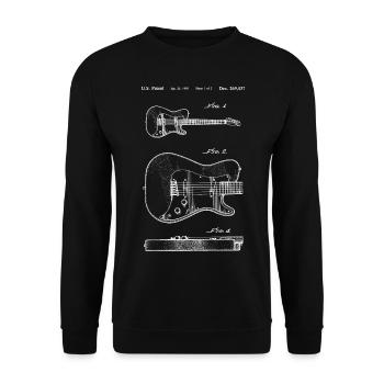 Rock Blues Gitarre E-Gitarre Patent Musik Geschenk - Unisex Pullover - Schwarz - Vorne - Alina (178cm) & Michal (187cm)