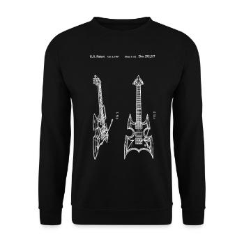 Rock Metal Guitar Electric Guitar Patent Music Gift - Unisex Sweatshirt - black - Front - Alina (178cm) & Michal (187cm)