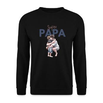 Super Papa - cadeau Fête des pères - Sweat-shirt Unisexe - noir - Devant - Alina (178cm) & Michal (187cm)