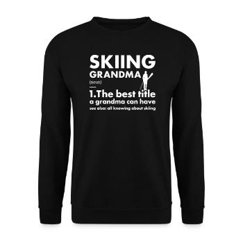 Sport Grandma Skiing - Unisex Pullover - Schwarz - Vorne - Alina (178cm) & Michal (187cm)