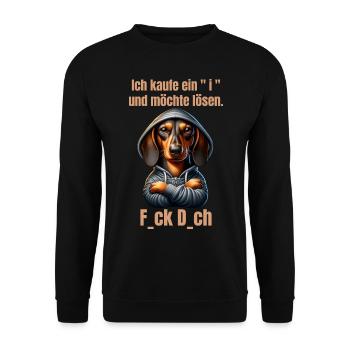 Ich kaufe ein i und möchte lösen - F... dich - Unisex Pullover - Schwarz - Vorne - Alina (178cm) & Michal (187cm)