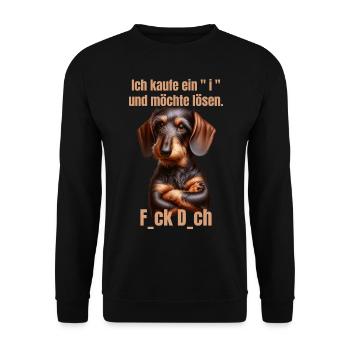 Ich kaufe ein i und möchte lösen - F... dich - Unisex Pullover - Schwarz - Vorne - Alina (178cm) & Michal (187cm)