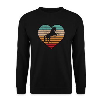 Pferde Reiter Retro Vintage Design - Unisex Pullover - Schwarz - Vorne - Alina (178cm) & Michal (187cm)