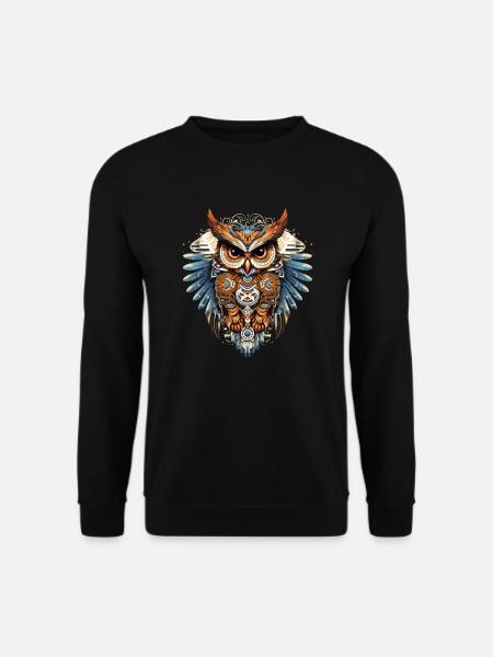 Beautiful decorated owl in modern style - Unisex Sweatshirt - black