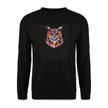 Eule Mosaik Majestätisches Design für Naturfreunde - Unisex Pullover - Schwarz - Vorne - Alina (178cm) & Michal (187cm)