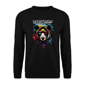 T-Shirt-Bär, Be strong - Unisex Pullover - Schwarz - Vorne - Alina (178cm) & Michal (187cm)