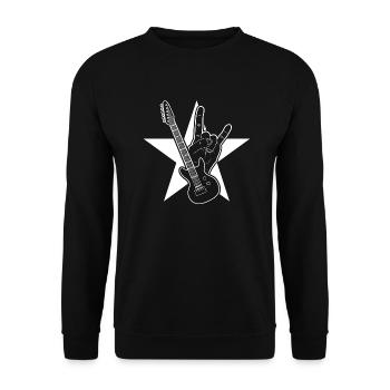 Main-rock guitare avec motif étoile - Sweat-shirt Unisexe - noir - Devant - Alina (178cm) & Michal (187cm)