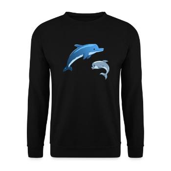 Cute dolphins - Unisex Sweatshirt - black - Front - Alina (178cm) & Michal (187cm)
