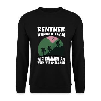 Wandern Wanderer Opa Wandergruppe lustiger Spruch - Unisex Pullover - Schwarz - Vorne - Alina (178cm) & Michal (187cm)