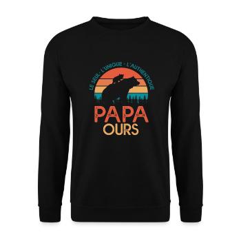 papa ours cadeau papa tshirt papa ours - Sweat-shirt Unisexe - noir - Devant - Alina (178cm) & Michal (187cm)