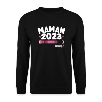 Future Maman 2023 Annonce Grossesse Enceinte - Sweat-shirt Unisexe - noir - Devant - Alina (178cm) & Michal (187cm)