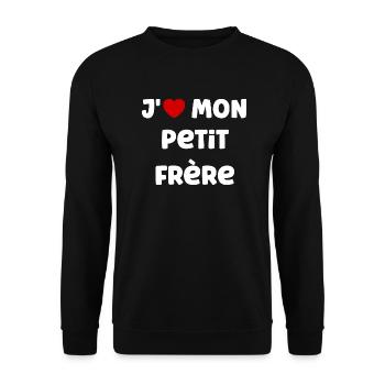 J' AIME petit frère - Sweat-shirt Unisexe - noir - Devant - Alina (178cm) & Michal (187cm)