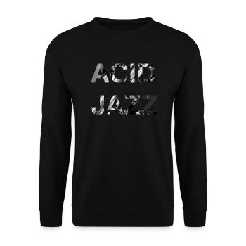 Acid Jazz Musique Noir Blanc Typographie Moderne - Sweat-shirt Unisexe - noir - Devant - Alina (178cm) & Michal (187cm)