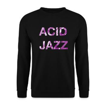 Acid Jazz Music Magenta Typografie - Unisex Pullover - Schwarz - Vorne - Alina (178cm) & Michal (187cm)