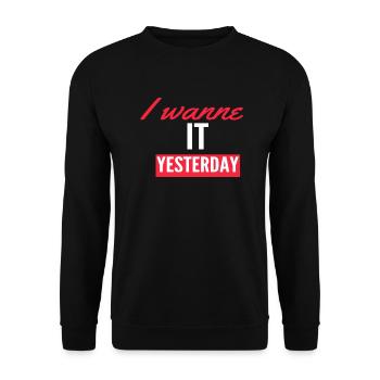 Ich will es gestern - Unisex Pullover - Schwarz - Vorne - Alina (178cm) & Michal (187cm)
