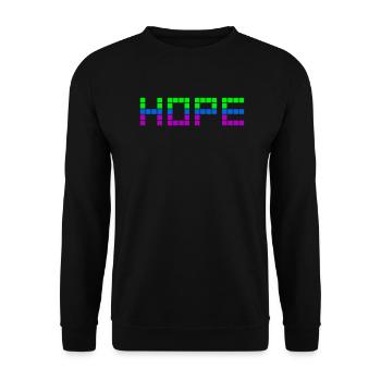 HOPE (Grün, Blau, Lila) - Unisex Pullover - Schwarz - Vorne - Alina (178cm) & Michal (187cm)