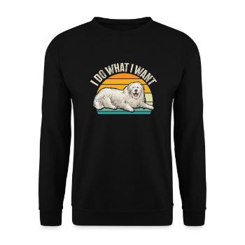 Large Pyrenean Dog - Unisex Sweatshirt - black - Front - Alina (178cm) & Michal (187cm)