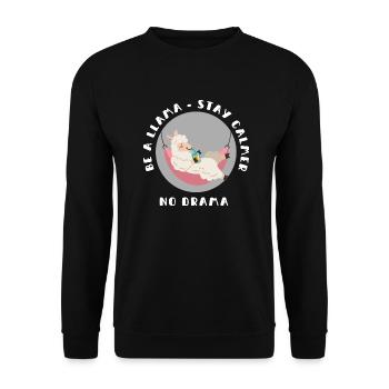 Sei ein Lama, bleib ruhig und es gibt kein Drama - Unisex Pullover - Schwarz - Vorne - Alina (178cm) & Michal (187cm)