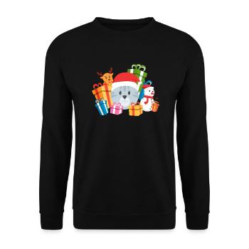 Christmas Cat Present - Unisex Sweatshirt - black - Front - Alina (178cm) & Michal (187cm)