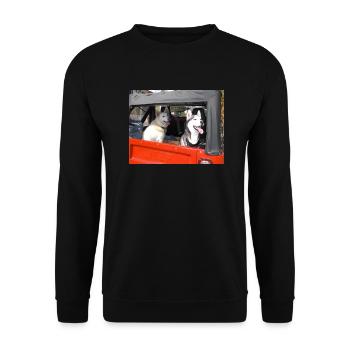 Cohen und Leica im CJ5 - Unisex Pullover - Schwarz - Vorne - Alina (178cm) & Michal (187cm)