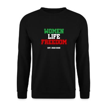 Liberté de vie de femme - Iran - Mahsa Amini - Sweat-shirt Unisexe - noir - Devant - Alina (178cm) & Michal (187cm)