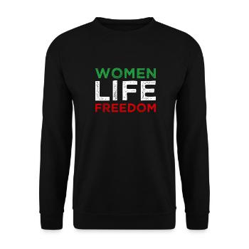 Liberté de vie de femme - Iran - Mahsa Amini - Sweat-shirt Unisexe - noir - Devant - Alina (178cm) & Michal (187cm)