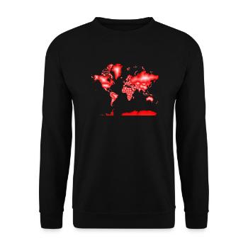 Rote Weltkarte mit weißem Zentrum - Unisex Pullover - Schwarz - Vorne - Alina (178cm) & Michal (187cm)