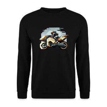 Motorcycle a la Science Fiction in 8 Bit Artwork - Unisex Sweatshirt - black - Front - Alina (178cm) & Michal (187cm)
