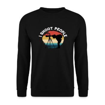 I shoot People Photography Vintage Retro - Unisex Pullover - Schwarz - Vorne - Alina (178cm) & Michal (187cm)