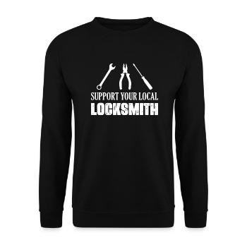 Support Your Local Locksmith Pick Locks Lockpicker - Unisex Pullover - Schwarz - Vorne - Alina (178cm) & Michal (187cm)