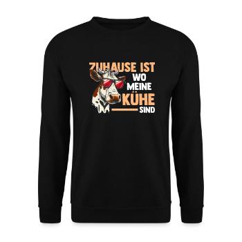Kuh Bauernhof Kuhbauer Landwirt Rind Kühe - Unisex Pullover - Schwarz - Vorne - Alina (178cm) & Michal (187cm)
