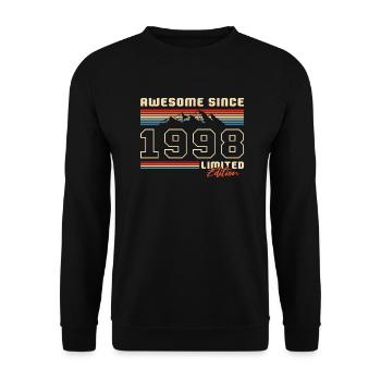 Retro Berge Geboren in 1998 Jahrgang Geburtstag - Unisex Pullover - Schwarz - Vorne - Alina (178cm) & Michal (187cm)