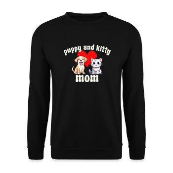 Kids Puppy And Kitty Mom - Unisex Sweatshirt - black - Front - Alina (178cm) & Michal (187cm)