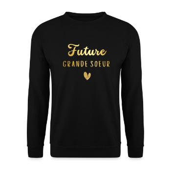 Future Grande sœur -annonce grossesse - Sweat-shirt Unisexe - noir - Devant - Alina (178cm) & Michal (187cm)