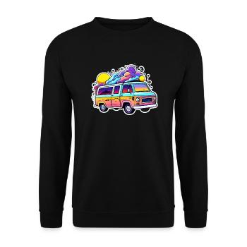 Camper Wohnmobil Campen - Unisex Pullover - Schwarz - Vorne - Alina (178cm) & Michal (187cm)