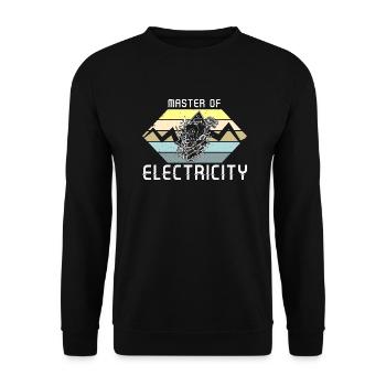 Master of electricity Elektriker Lichttechniker - Unisex Pullover - Schwarz - Vorne - Alina (178cm) & Michal (187cm)