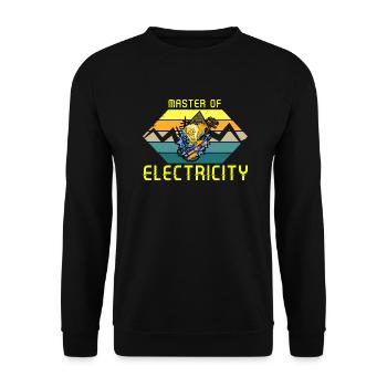 Master of electricity Elektriker Lichttechniker - Unisex Pullover - Schwarz - Vorne - Alina (178cm) & Michal (187cm)