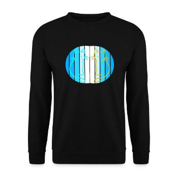 80er 90er Retroe Vintage Katzen maritim - Unisex Pullover - Schwarz - Vorne - Alina (178cm) & Michal (187cm)