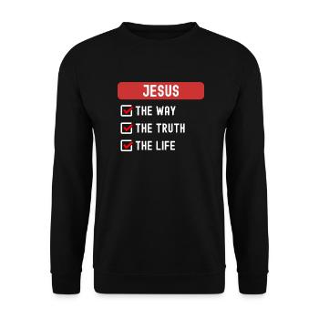 Jesus The Way Truth Life Christian - Unisex Pullover - Schwarz - Vorne - Alina (178cm) & Michal (187cm)